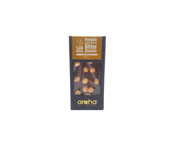 Aroha %60 Bitter Fındıklı Stevialı Çikolata 100gr