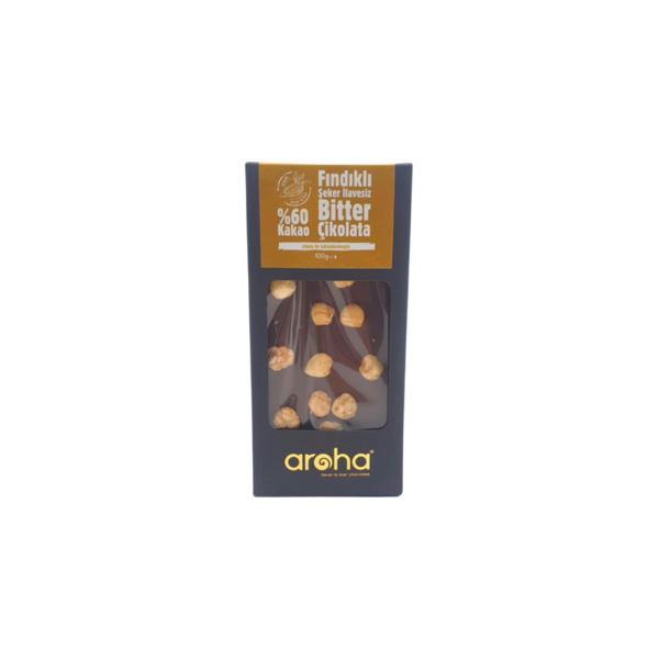 Aroha %60 Bitter Fındıklı Stevialı Çikolata 100gr
