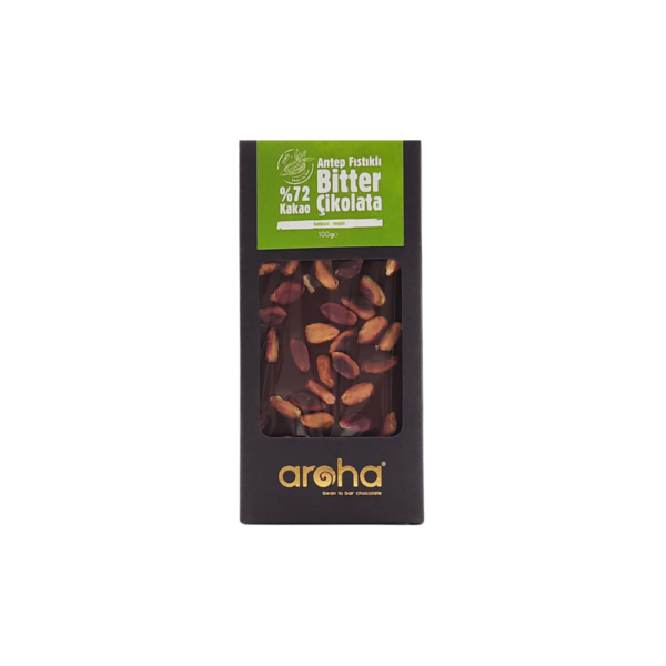Aroha %72 Bitter Antep Fıstıklı Çikolata 100gr