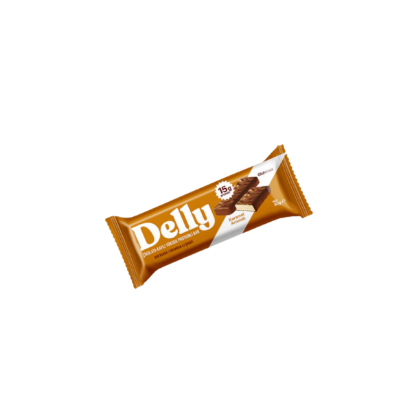 Delly Çikolata Kaplı Proteinli Karamel Aromalı Bar 40gr